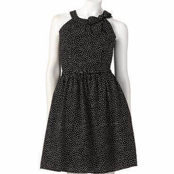 Elle Dresses & Skirts - Black and white sleeveless, high neck, black and white Polk dot dress by Elle
